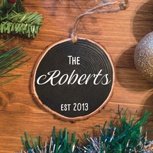 Load image into Gallery viewer, Personalized Family Name Wood Ornament
