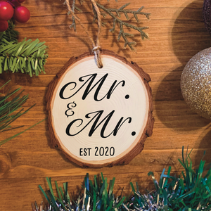 "Mr. & Mr." Wood Ornament