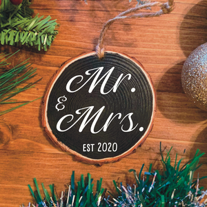 "Mr. & Mrs." Wood Ornament