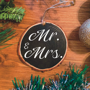 "Mr. & Mrs." Wood Ornament