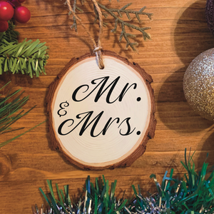 "Mr. & Mrs." Wood Ornament