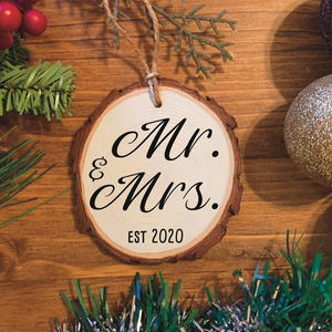 "Mr. & Mrs." Wood Ornament