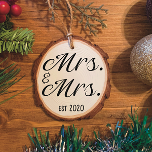 "Mrs. & Mrs." Wood Ornament